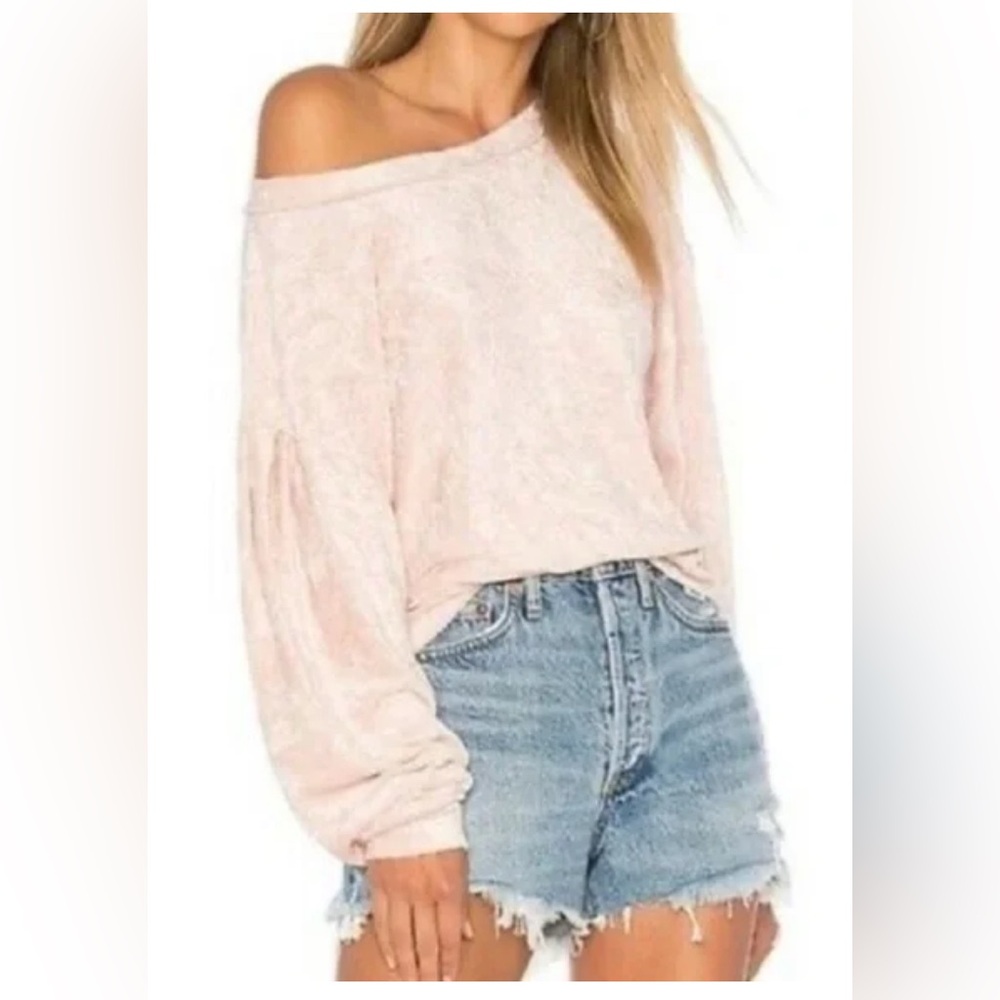 We the Free Crushed Velvet Sweater Pink Size S